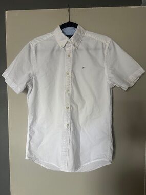 Tommy Hilfiger White Short-Sleeve Oxford Button-Down Shirt